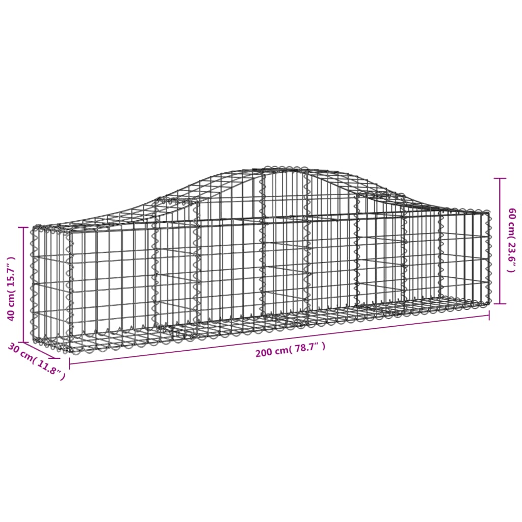 vidaXL Obokane gabion košare 10 kosov 200x30x40/60 cm pocinkano železo