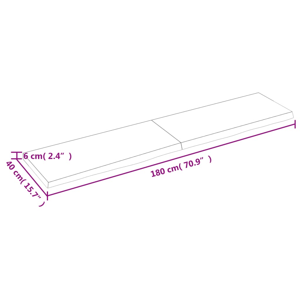 vidaXL Mizna plošča 180x40x(2-6) cm neobdelana trdna hrastovina