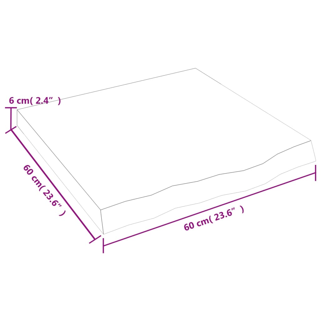 vidaXL Mizna plošča sv. rjava 60x60x(2-6) cm obdelana trdna hrastovina