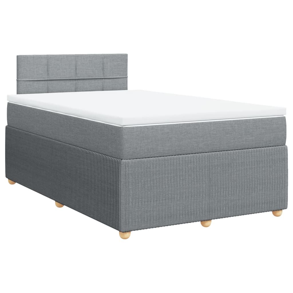 vidaXL Boxspring postelja z vzmetnico svetlo siva 120x190 cm blago