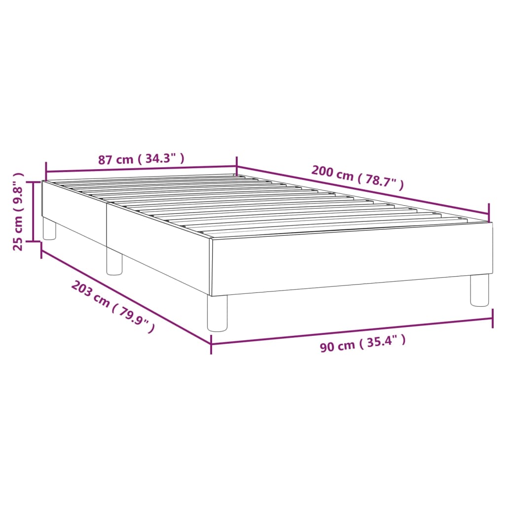 vidaXL Posteljni okvir siv 90x200 cm umetno usnje