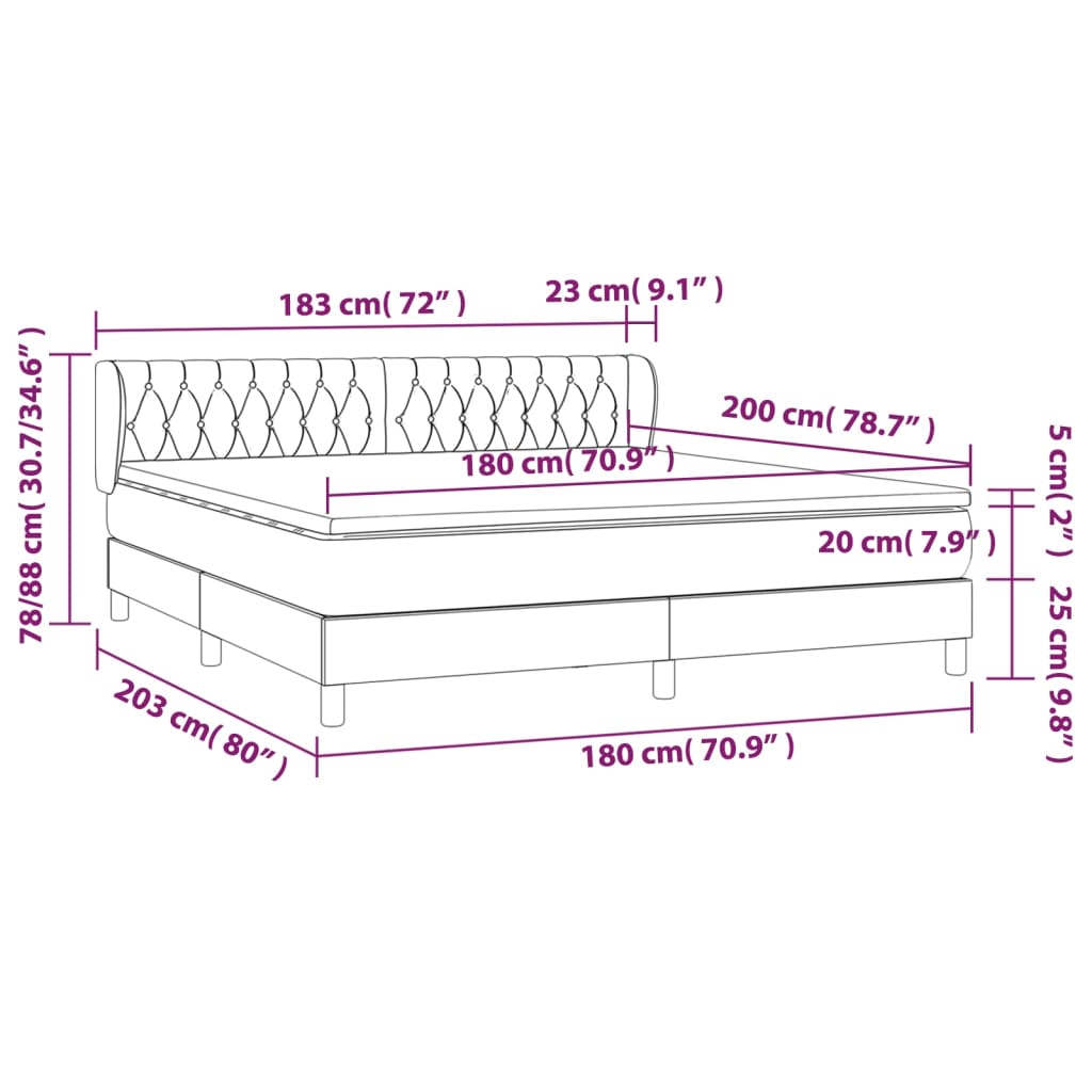 vidaXL Box spring postelja z vzmetnico temno rjava 180x200 cm blago