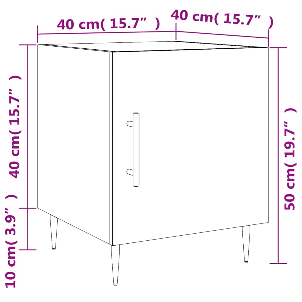 vidaXL Nočna omarica 2 kosa sonoma hrast 40x40x50 cm inženirski les