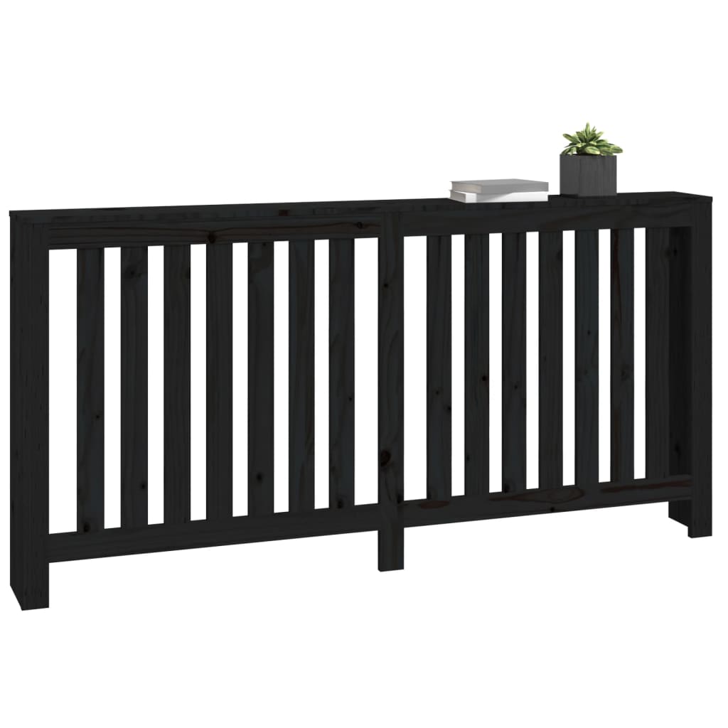 vidaXL Pokrov za radiator črna 169x19x84 cm trdna borovina