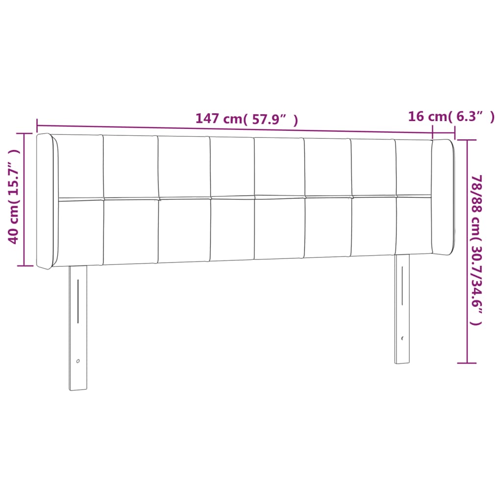 vidaXL LED posteljno vzglavje črno 147x16x78/88 cm žamet