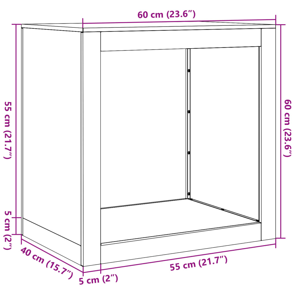 vidaXL Stojalo za drva antracitno 60x40x60 cm jeklo