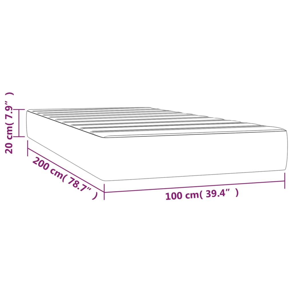 vidaXL Vzmetnica z žepkasto vzmetjo kapučino 100x200x20 cm um. usnje