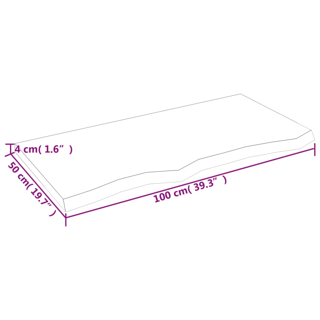 vidaXL Kopalniški pult 100x50x(2-4) cm neobdelan trden les