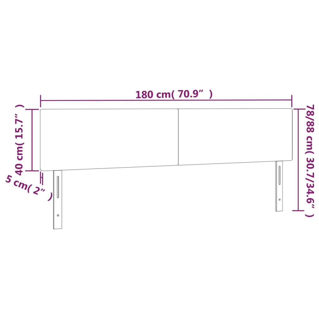 vidaXL Posteljno vzglavje 2 kosa temno sivo 90x5x78/88 cm blago