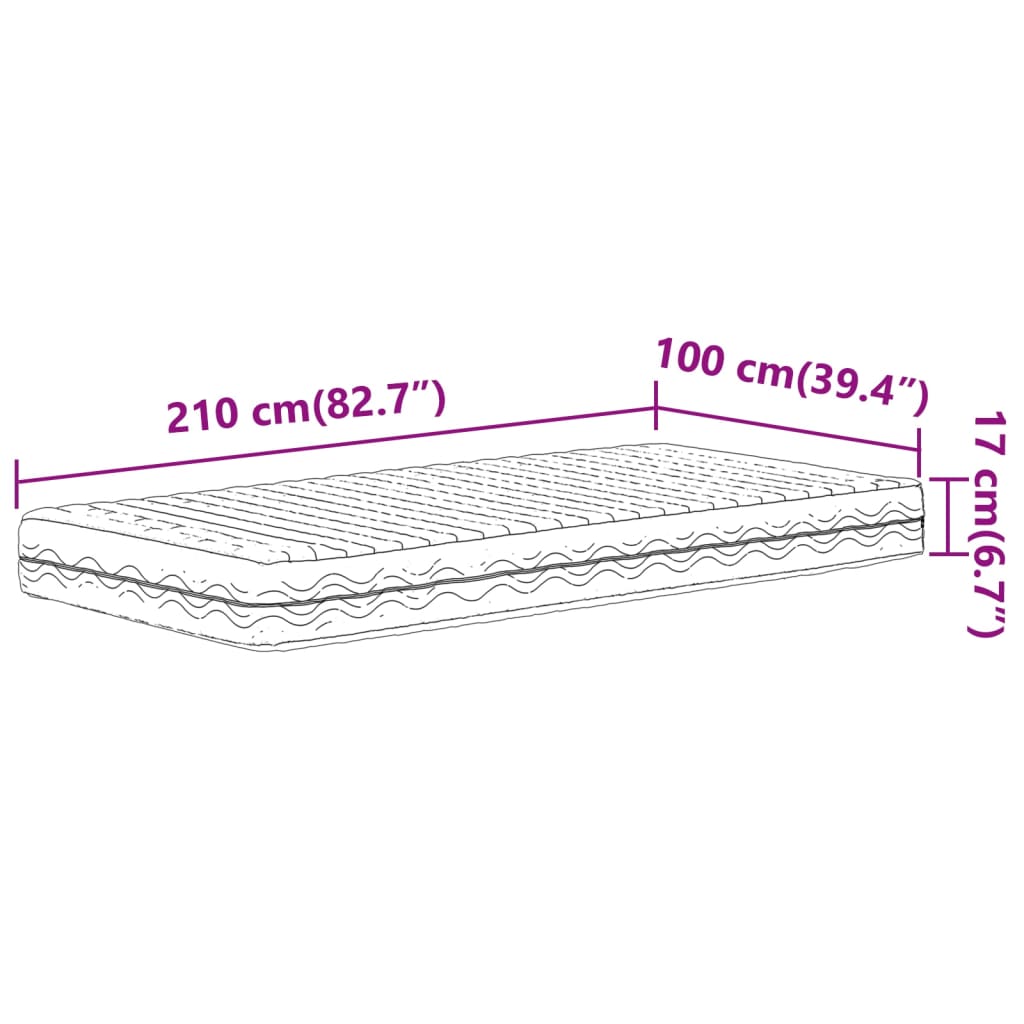 vidaXL Vzmetnica iz pene bela 100x210 cm trdota H2 H3