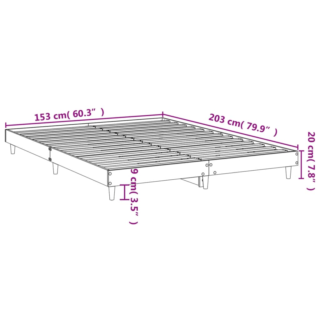 vidaXL Posteljni okvir črn 150x200 cm inženirski les