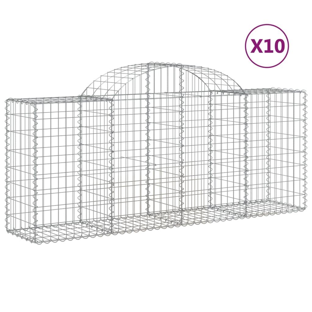 vidaXL Obokane gabion košare 10 kosov 200x50x80/100 cm cinkano železo