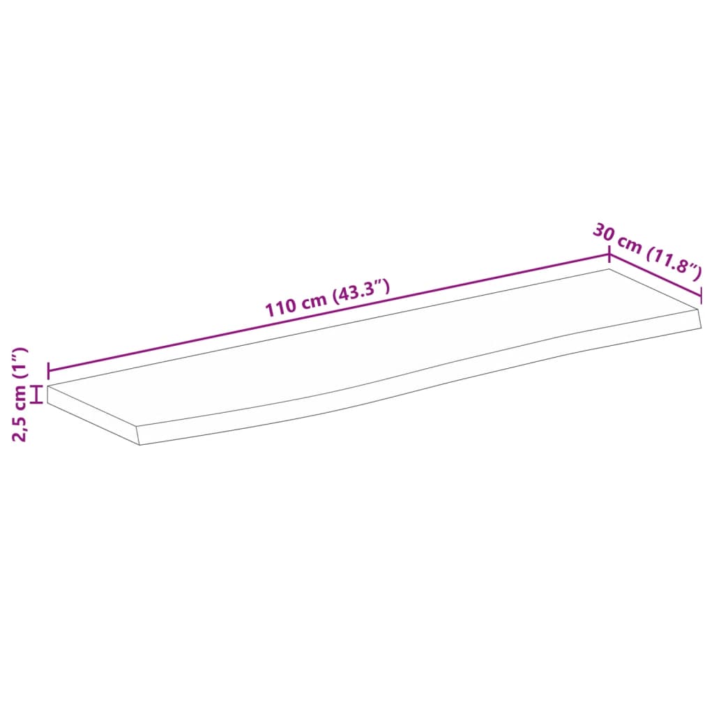 vidaXL Mizna plošča 110x30x2,5cm naraven rob trden robusten mangov les