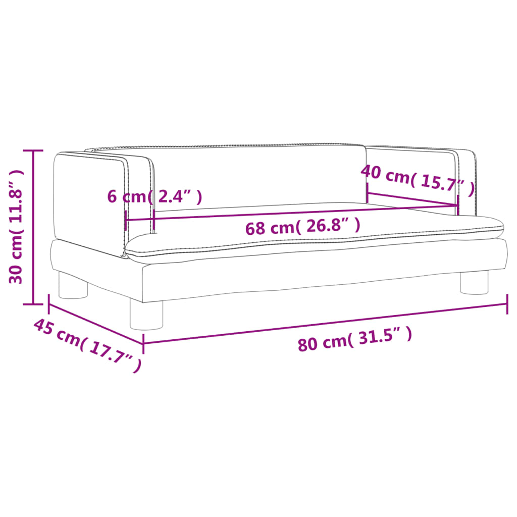 vidaXL Otroški kavč kapučino 80x45x30 cm umetno usnje