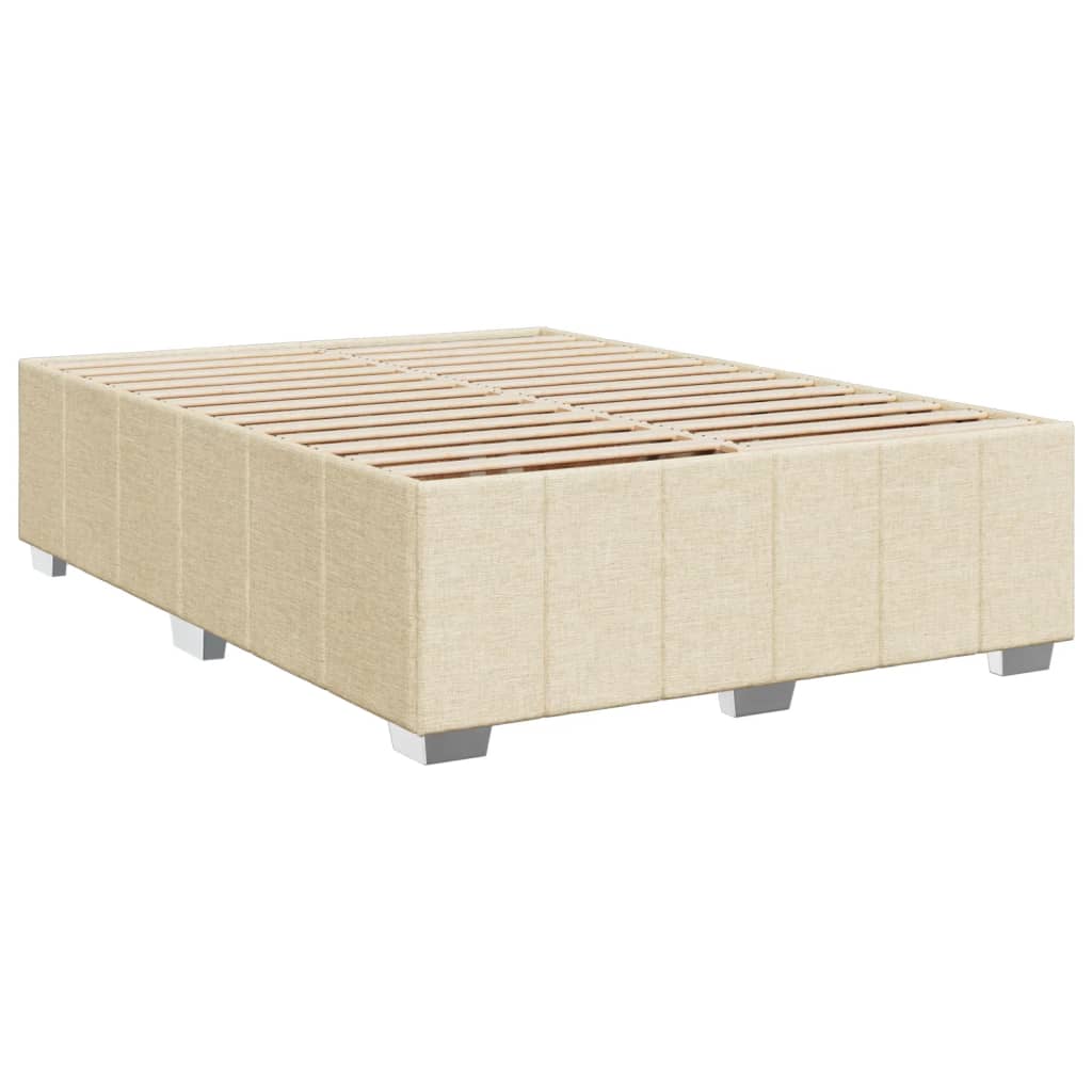 vidaXL Box spring postelja z vzmetnico krem 140x190 cm blago