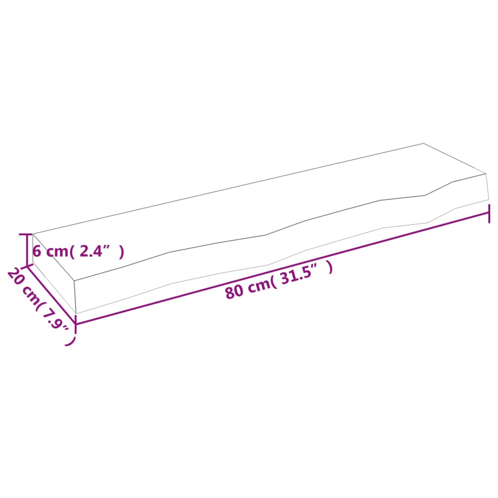 vidaXL Stenska polica temno rjava 80x20x6 cm trdna hrastovina