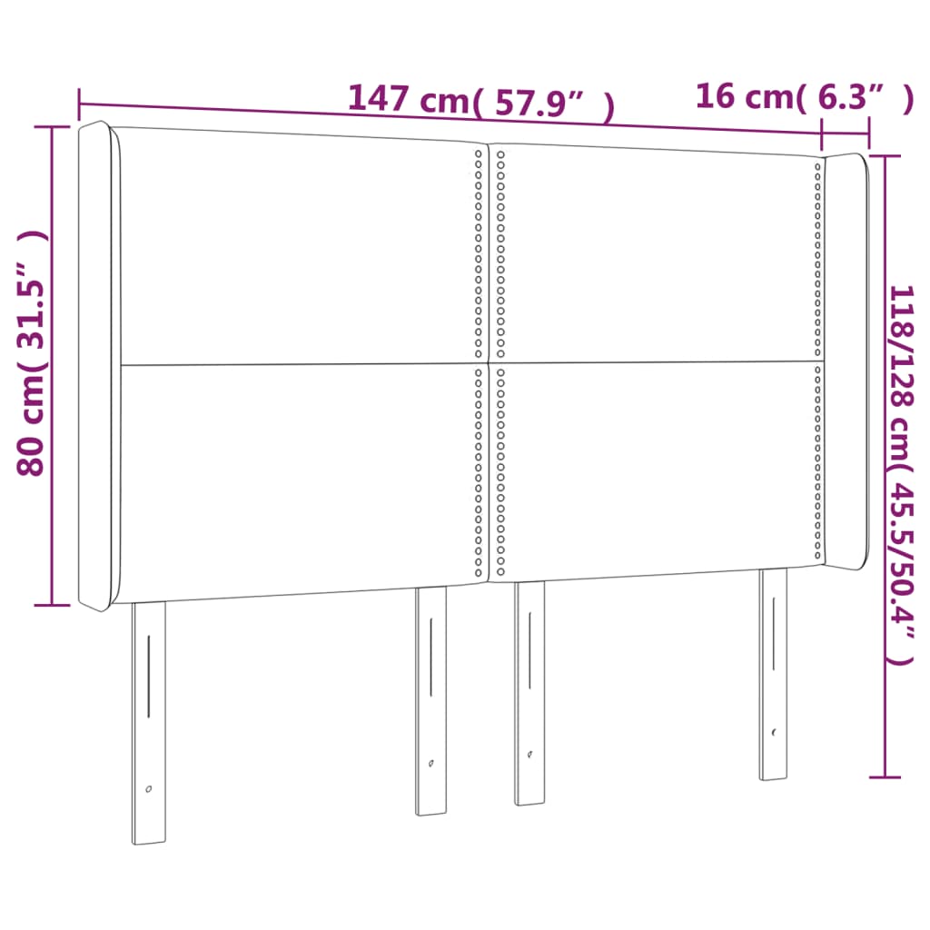 vidaXL LED posteljno vzglavje modro 147x16x118/128 cm blago