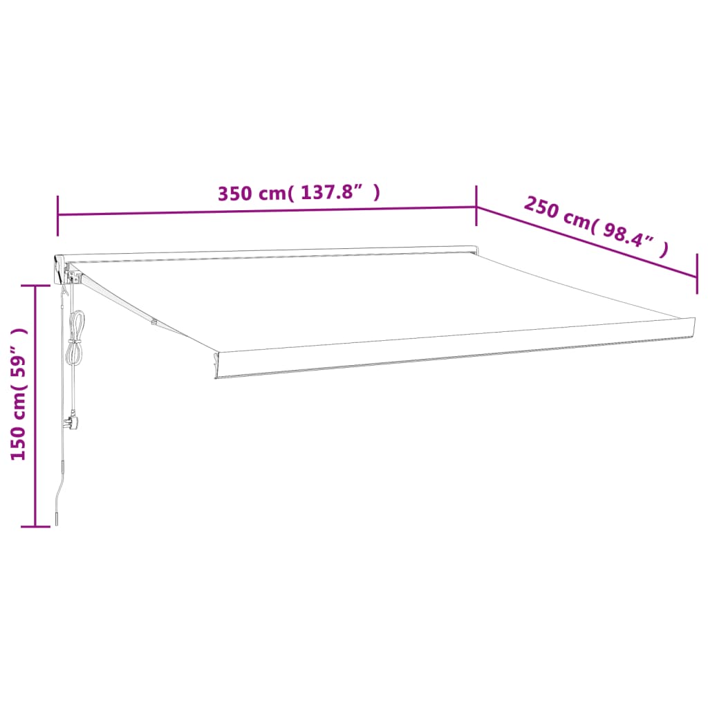 vidaXL Zložljiva tenda antracitna 3,5x2,5 m blago in aluminij