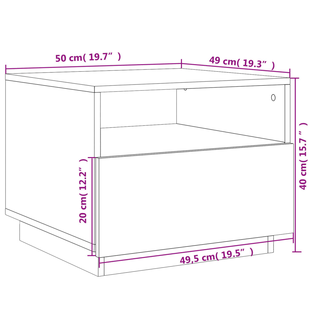 vidaXL Klubska mizica z LED lučkami črna 50x49x40 cm