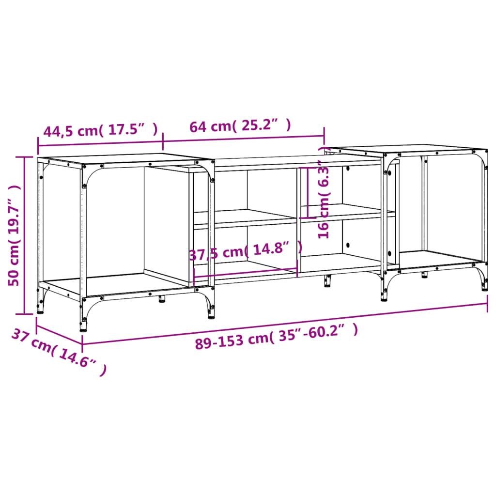 vidaXL TV omarica siva sonoma 153x37x50 cm inženirski les