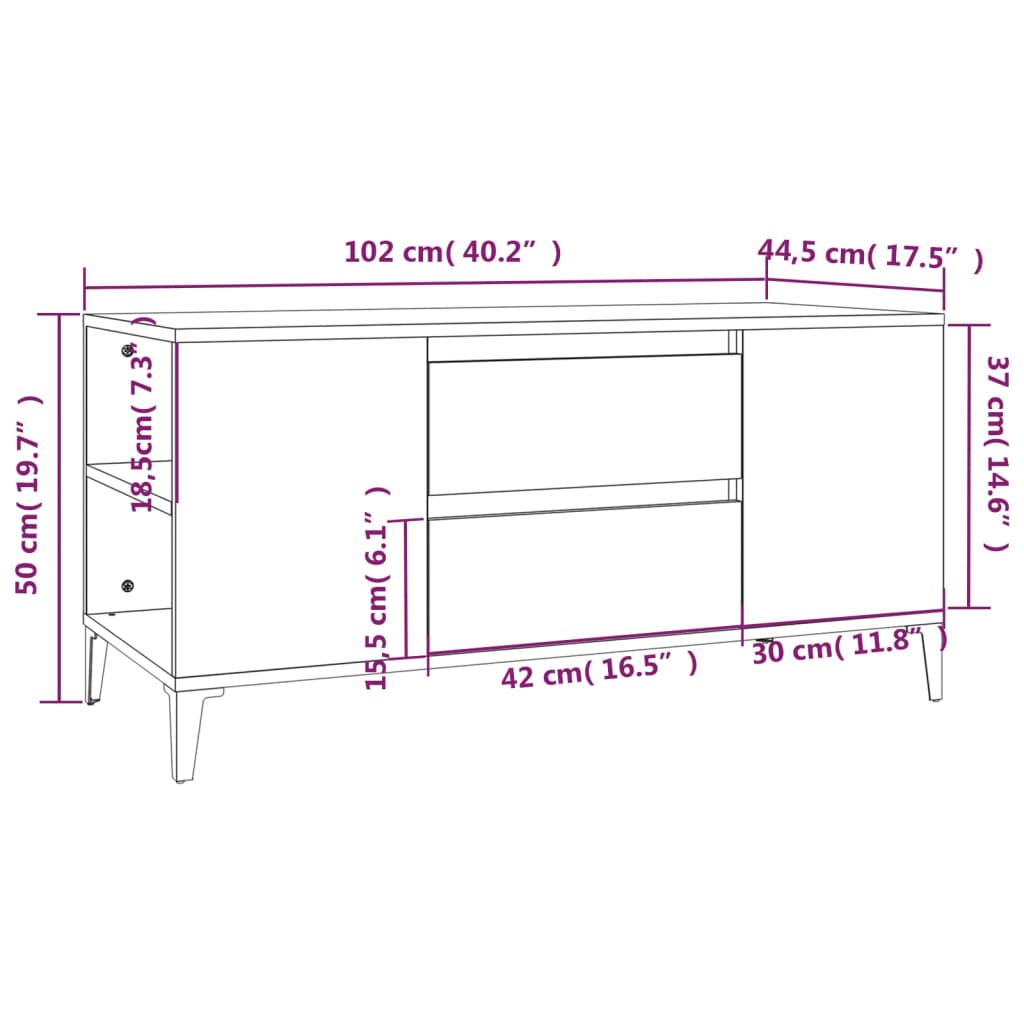 vidaXL TV omarica rjavi hrast 102x44,5x50 cm inženirski les