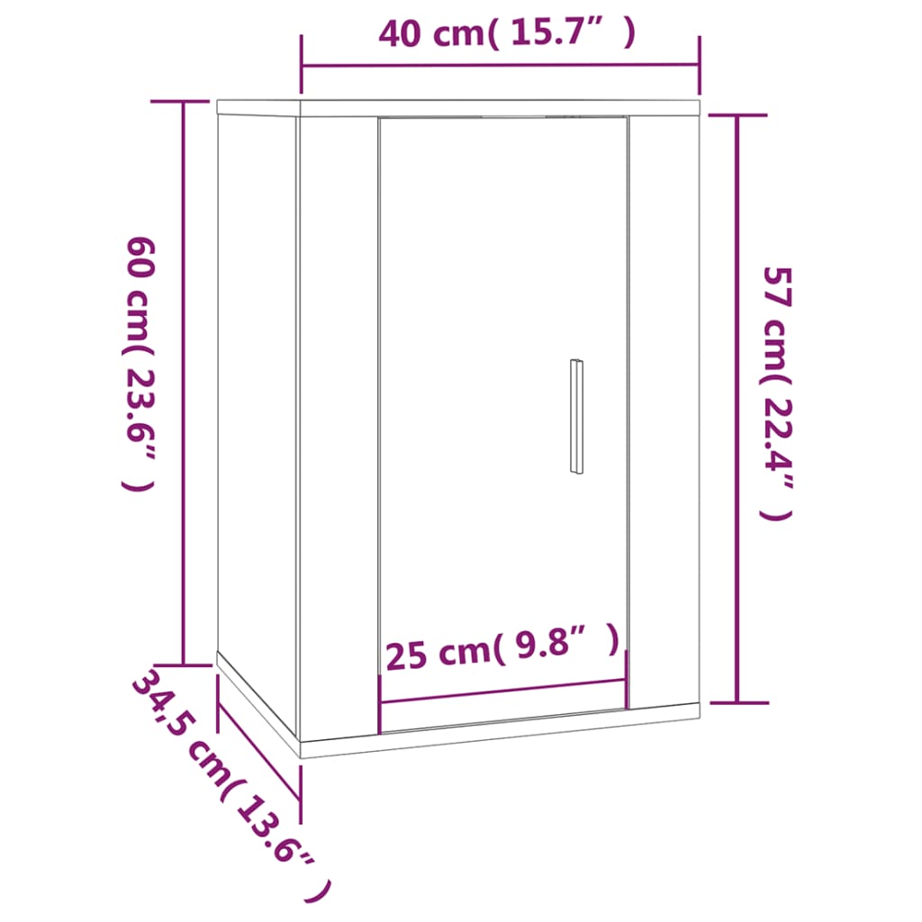 vidaXL Stenska TV omarica 2 kosa črna 40x34,5x60 cm