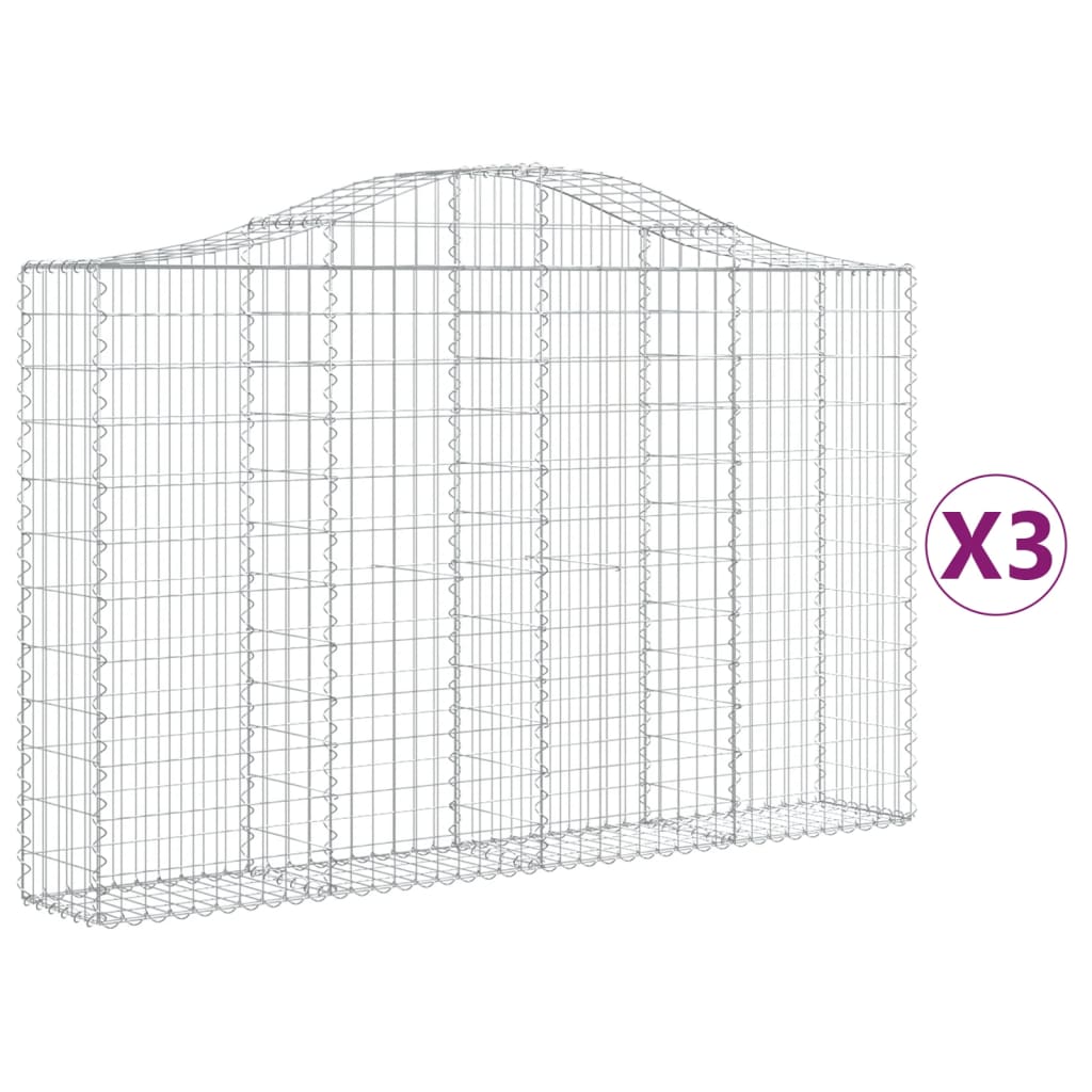 vidaXL Obokane gabion košare 3 kosi 200x30x120/140 cm pocinkano železo