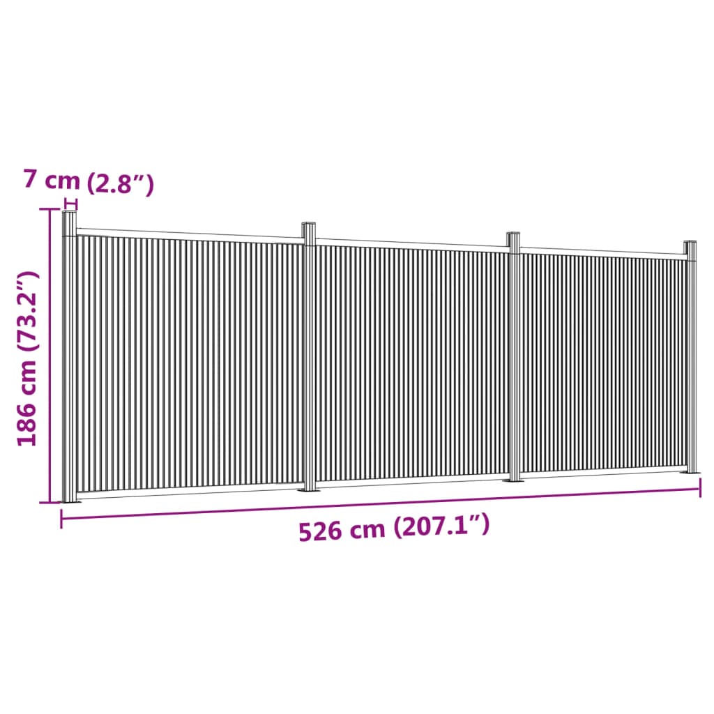 vidaXL Ograjni panel siv 526x186 WPC