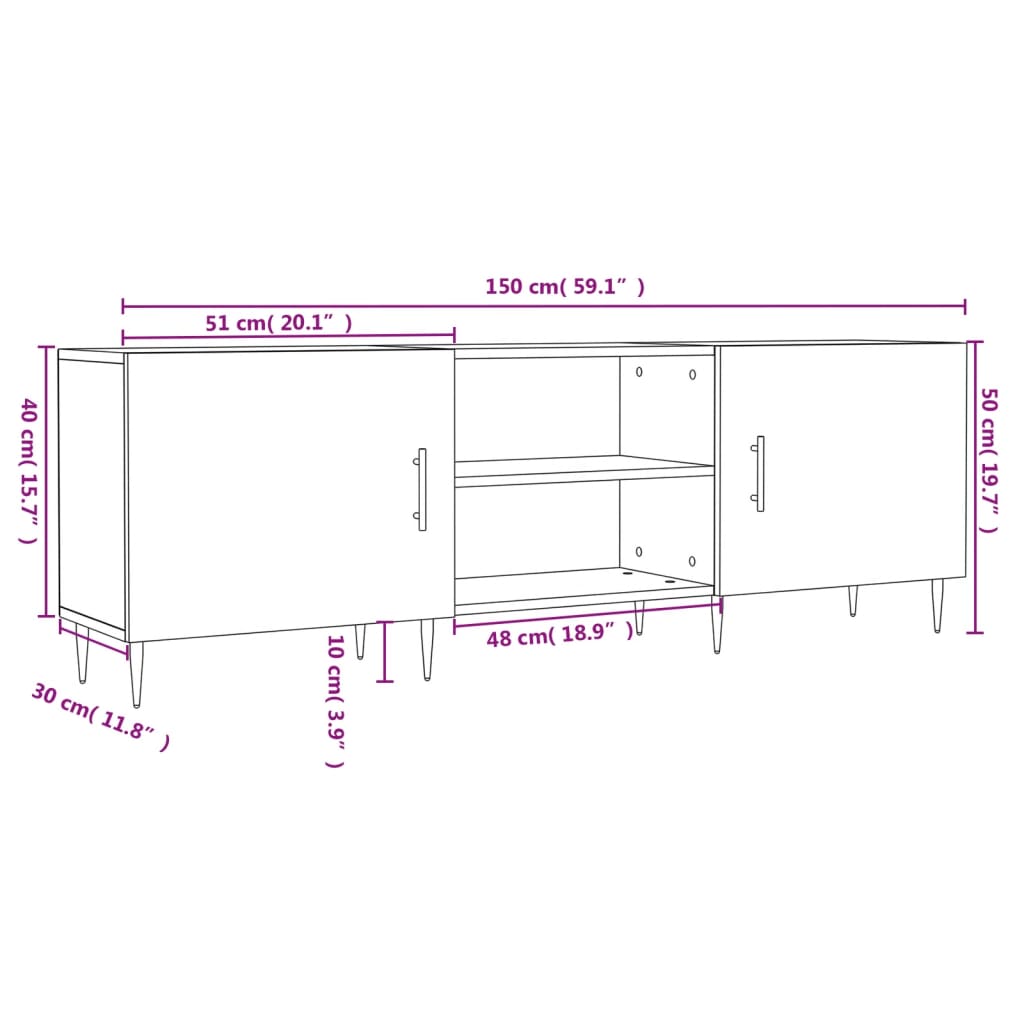 vidaXL TV omarica betonsko siva 150x30x50 cm inženirski les