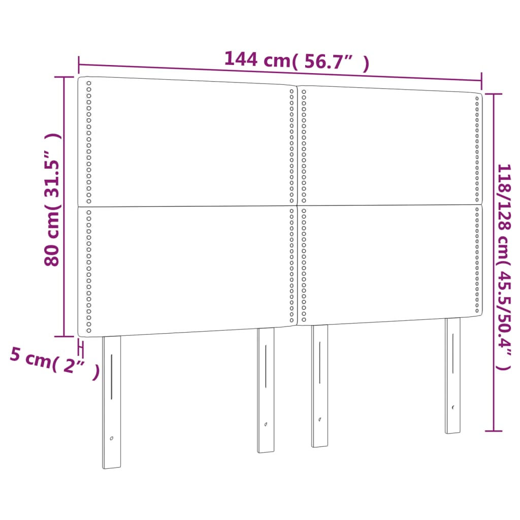 vidaXL Posteljno vzglavje 4 kosa temno siv 72x5x78/88 cm žamet