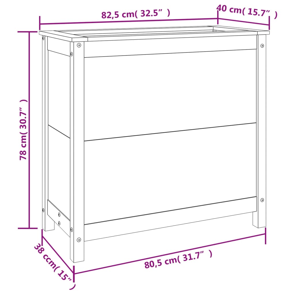 vidaXL Vrtno cvetlično korito 82,5x40x78 cm trdna borovina