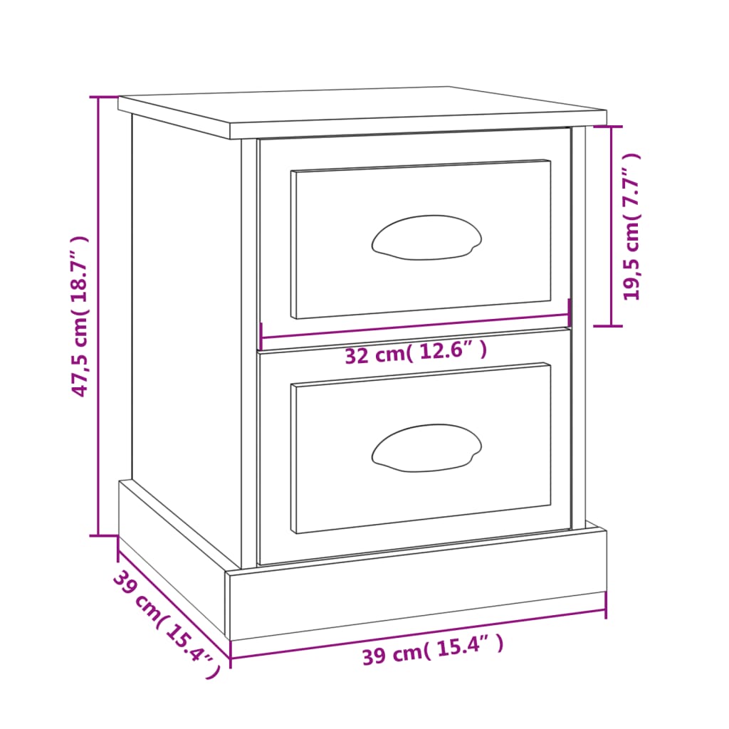 vidaXL Nočna omarica sonoma hrast 39x39x47,5 cm inženirski les