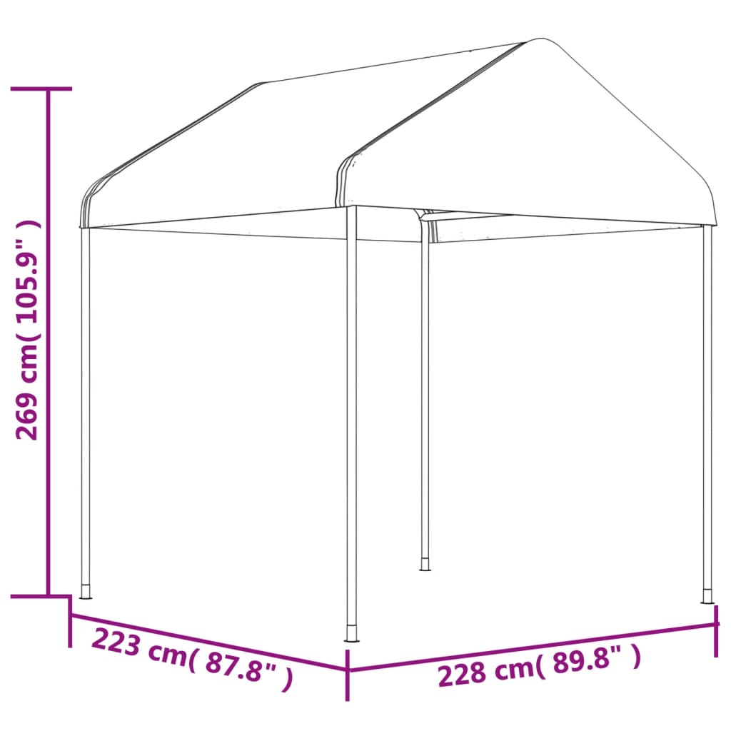 vidaXL Paviljon s streho bel 17,84x2,28x2,69 m polietilen