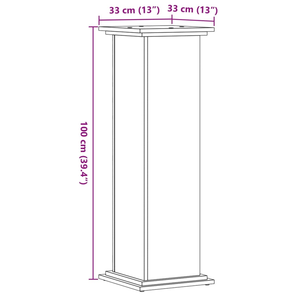 vidaXL Stojalo za rastline siva sonoma 33x33x100 cm inženirski les