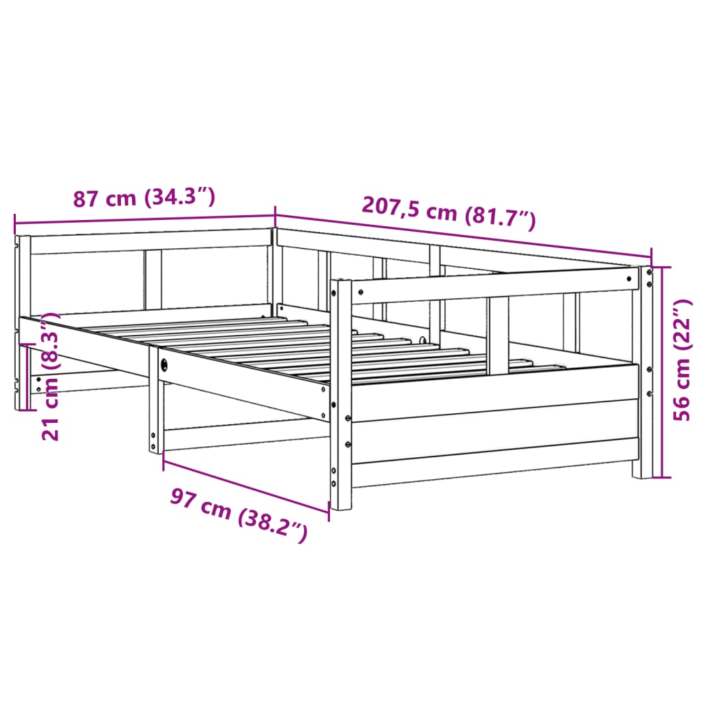 vidaXL Izvlečna postelja brez vzmetnice bela 80x200 cm trdna borovina