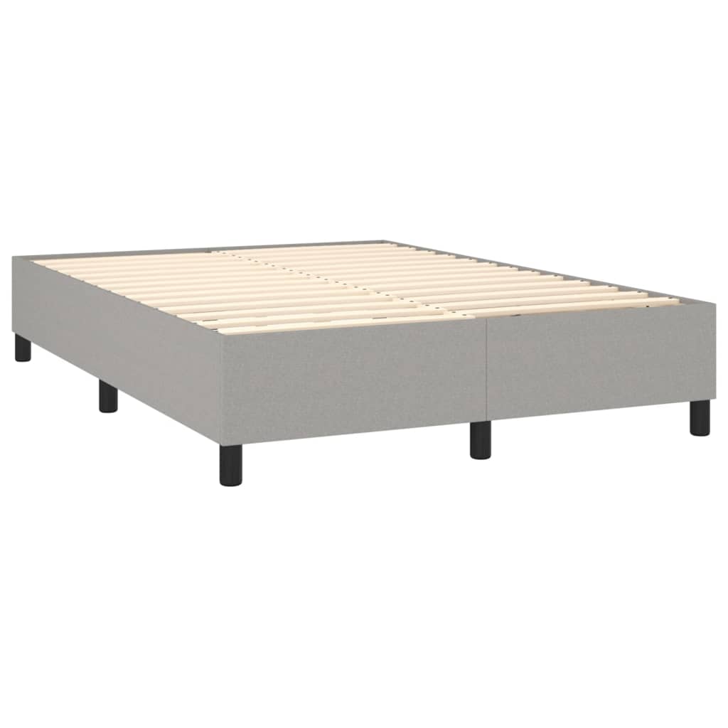 vidaXL Box spring postelja z vzmetnico LED svetlo siva 140x190cm blago