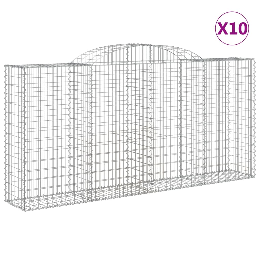 vidaXL Obokane gabion košare 10 kosi 300x50x140/160cm pocinkano železo