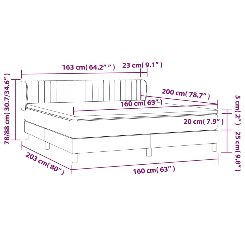 vidaXL Box spring postelja z vzmetnico krem 160x200 cm blago