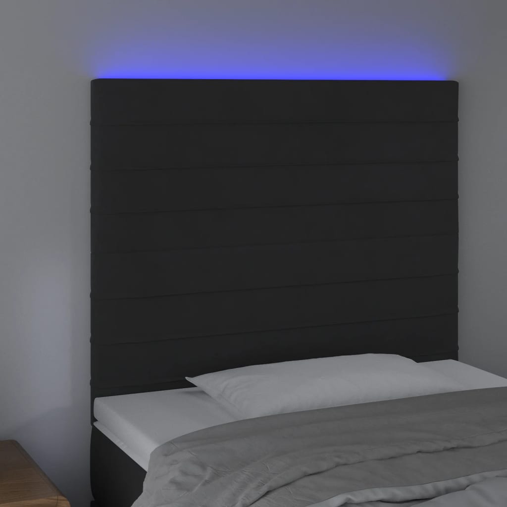 vidaXL LED posteljno vzglavje črno 100x5x118/128 cm žamet