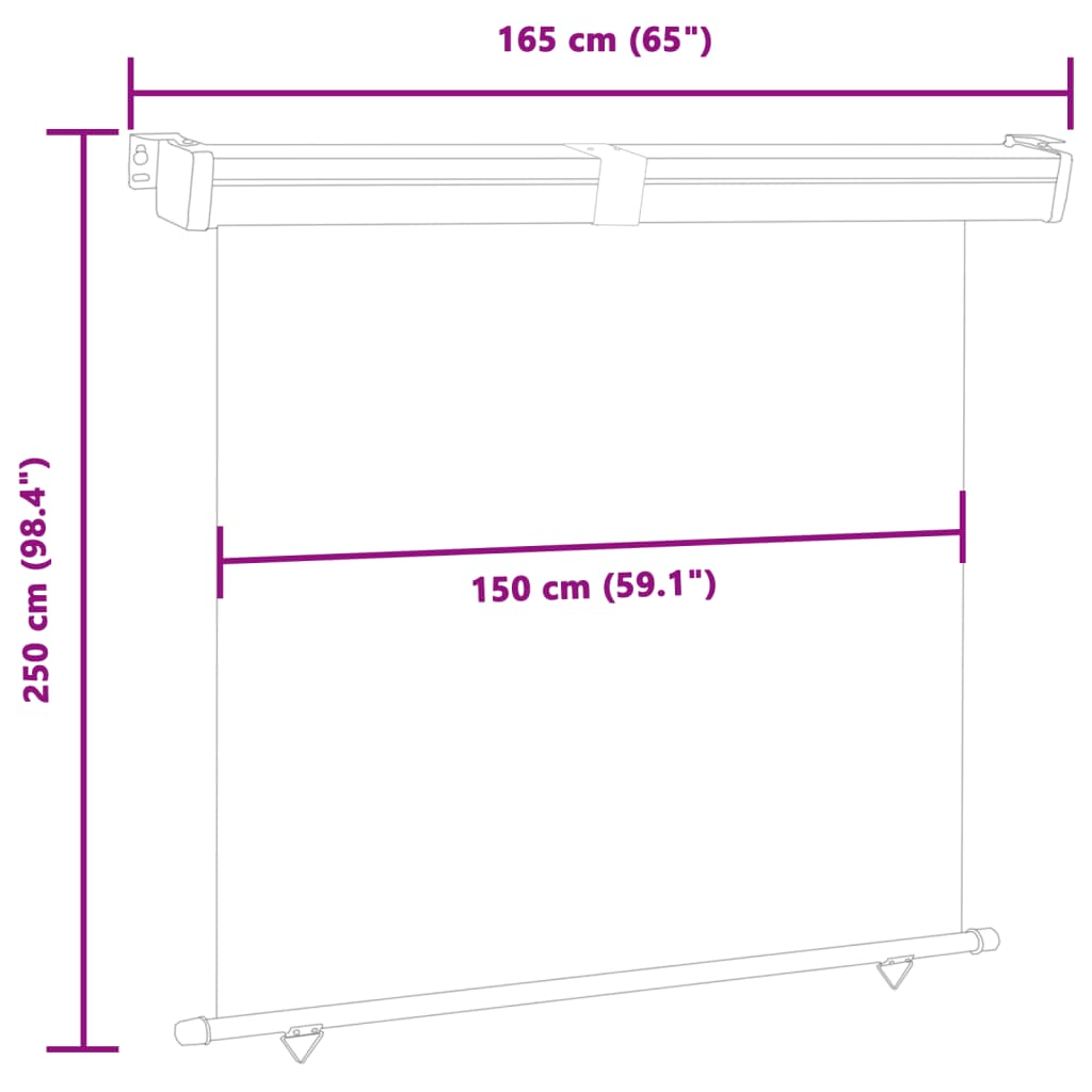 vidaXL Balkonska stranska tenda 165x250 cm modra