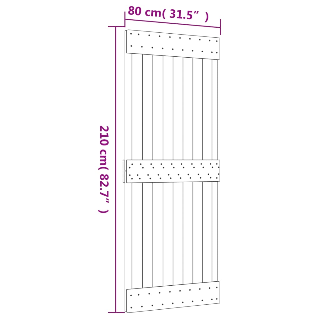 vidaXL Drsna vrata s kompletom vodil 80x210 cm trdna borovina