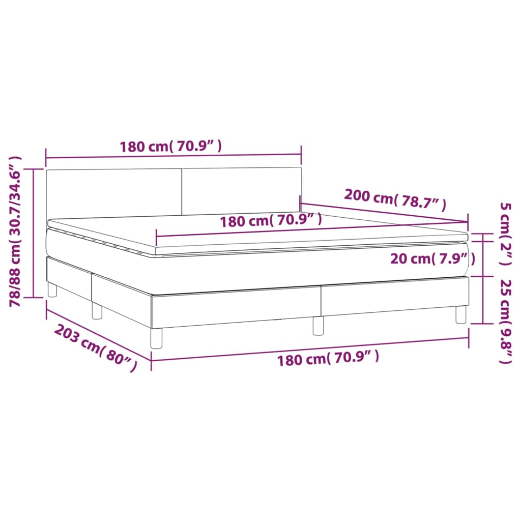 vidaXL Box spring postelja z vzmetnico kapučino 180x200cm umetno usnje