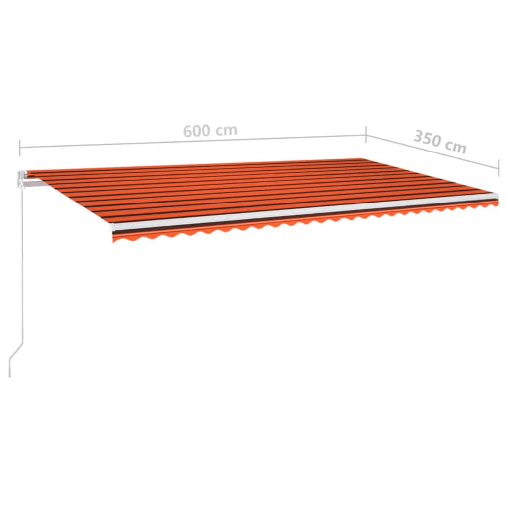 vidaXL Ročno zložljiva tenda 600x350 cm oranžna in rjava