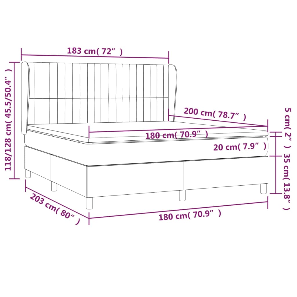 vidaXL Box spring postelja z vzmetnico svetlo siva 180x200 cm žamet