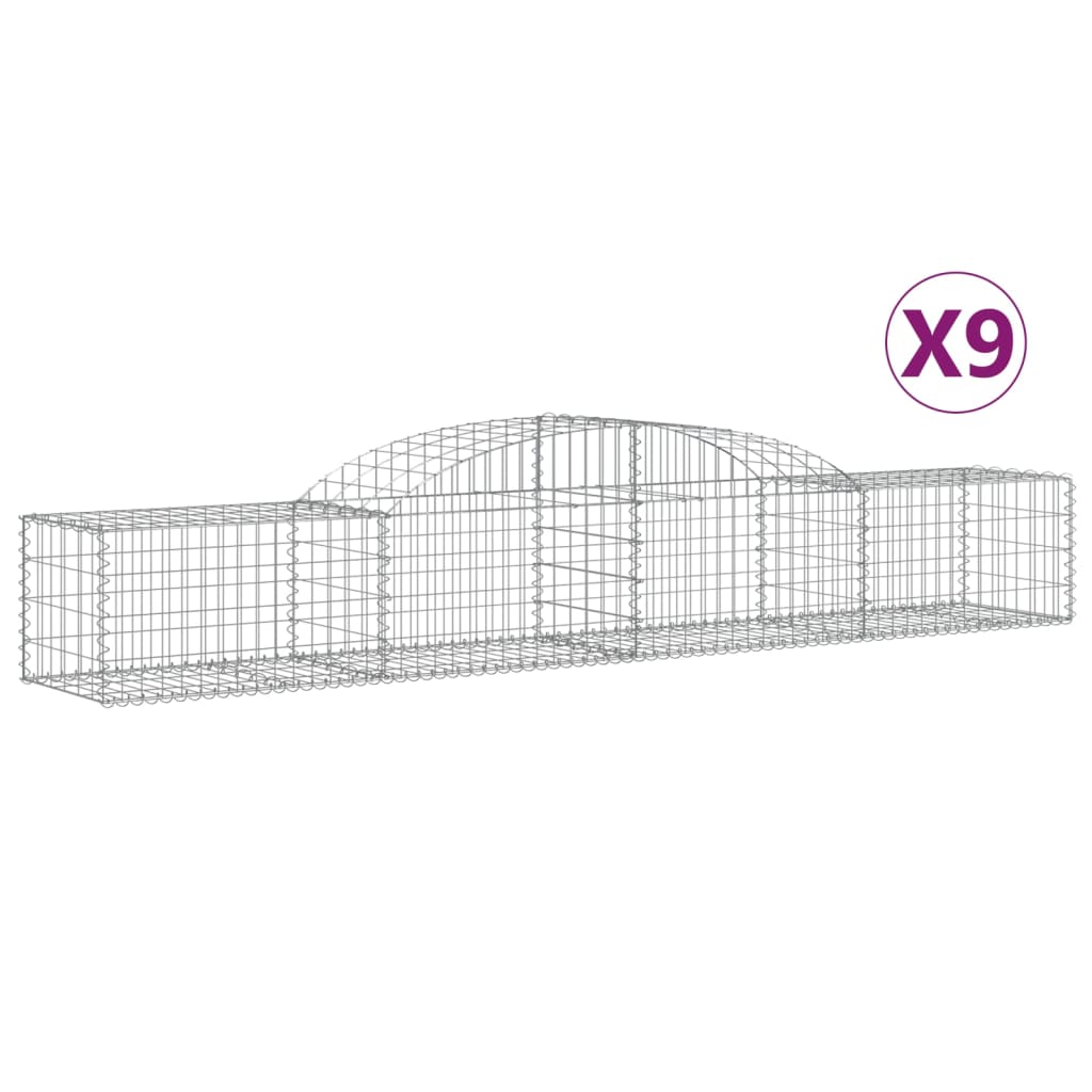 vidaXL Obokane gabion košare 9 kosa 300x50x40/60 cm pocinkano železo