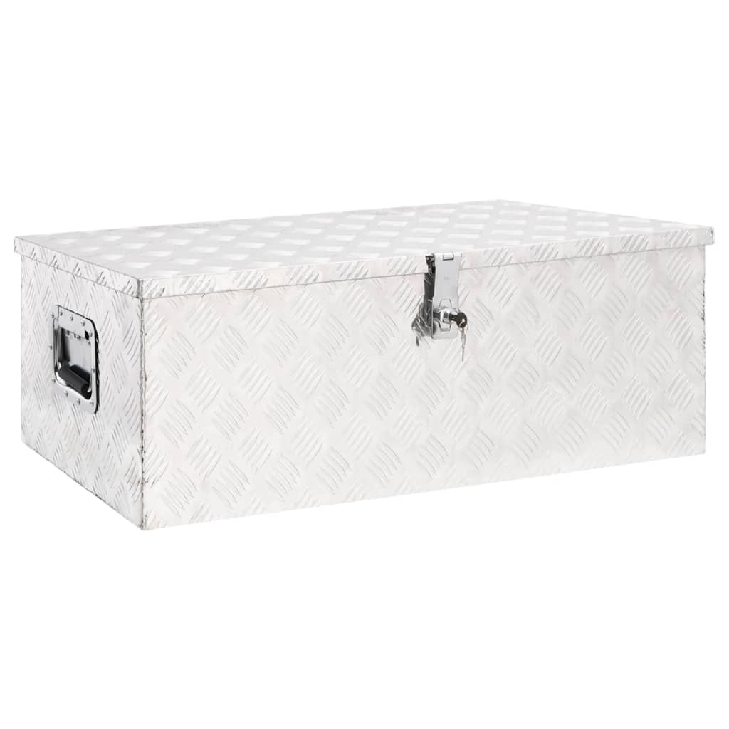 vidaXL Škatla za shranjevanje srebrna 90x47x33,5 cm aluminij