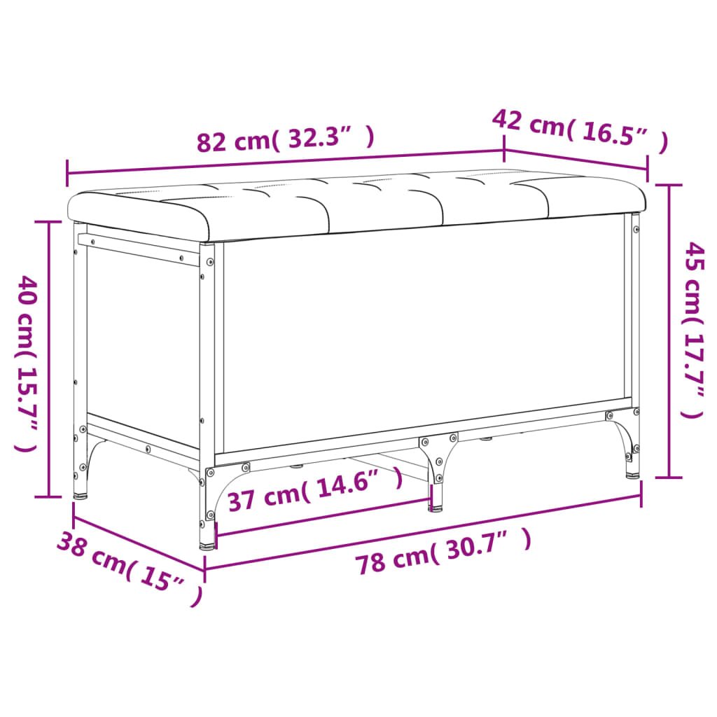 vidaXL Klop za shranjevanje sonoma hrast 82x42x45 cm inženirski les