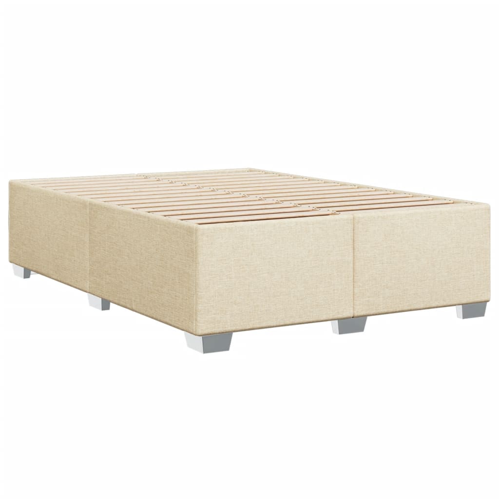 vidaXL Box spring postelja z vzmetnico krem 160x200 cm blago