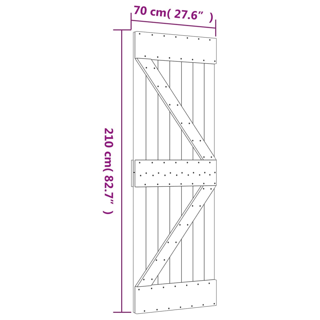 vidaXL Drsna vrata s kompletom vodil 70x210 cm trdna borovina