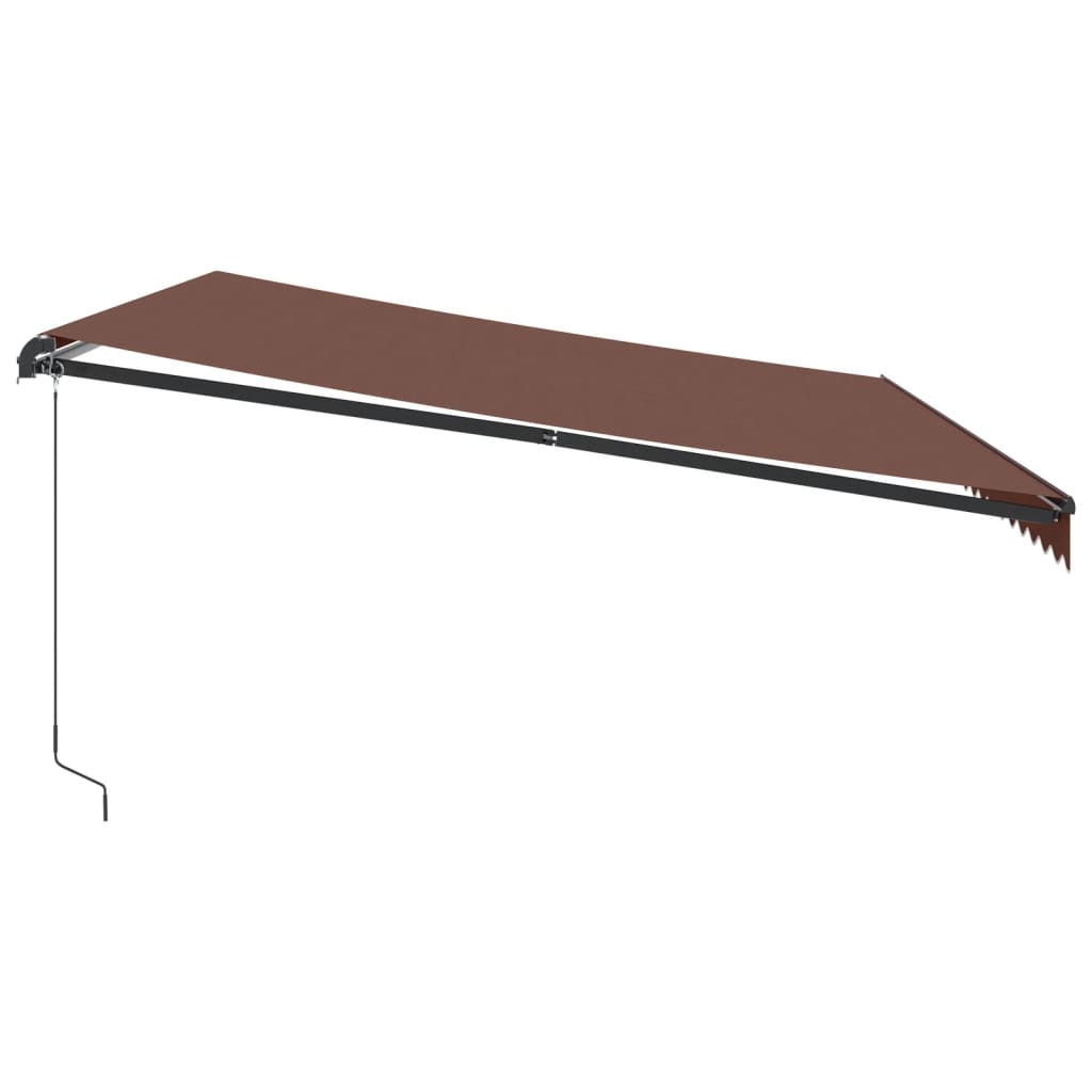 vidaXL Ročno zložljiva tenda z LED rjava 500x350 cm